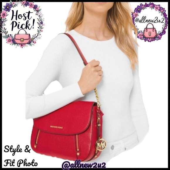 Michael Kors Handbags - Michael Kors Medium Evie Flap Shoulder Bag Bright Red (pink) HP